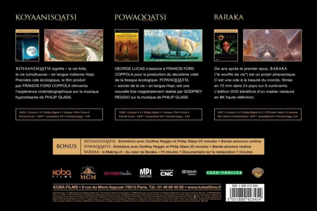 Koyaanisqatsi + Powaqqatsi + Baraka - Coffret - DVD 5051889423454